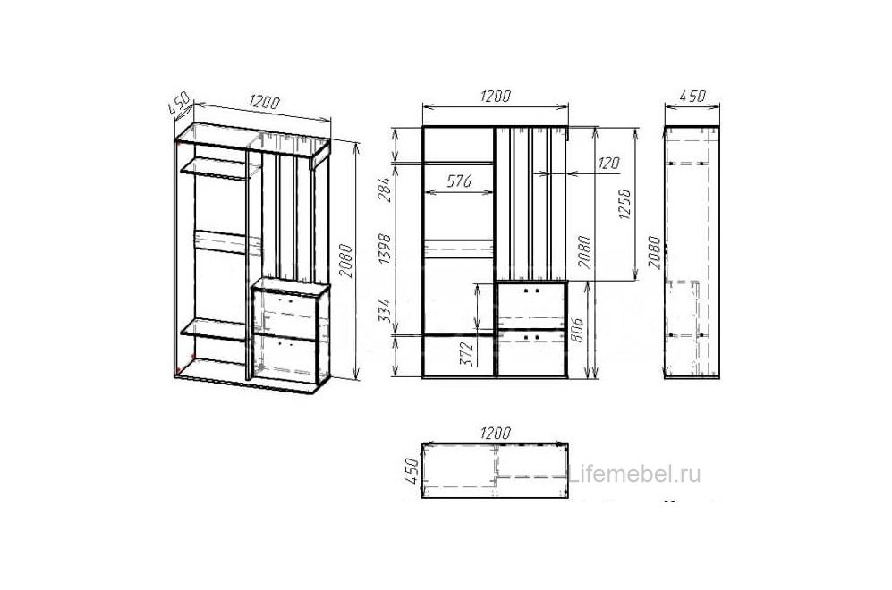 Прихожая в современном стиле Мебелайн 19 венге / дуб молочный